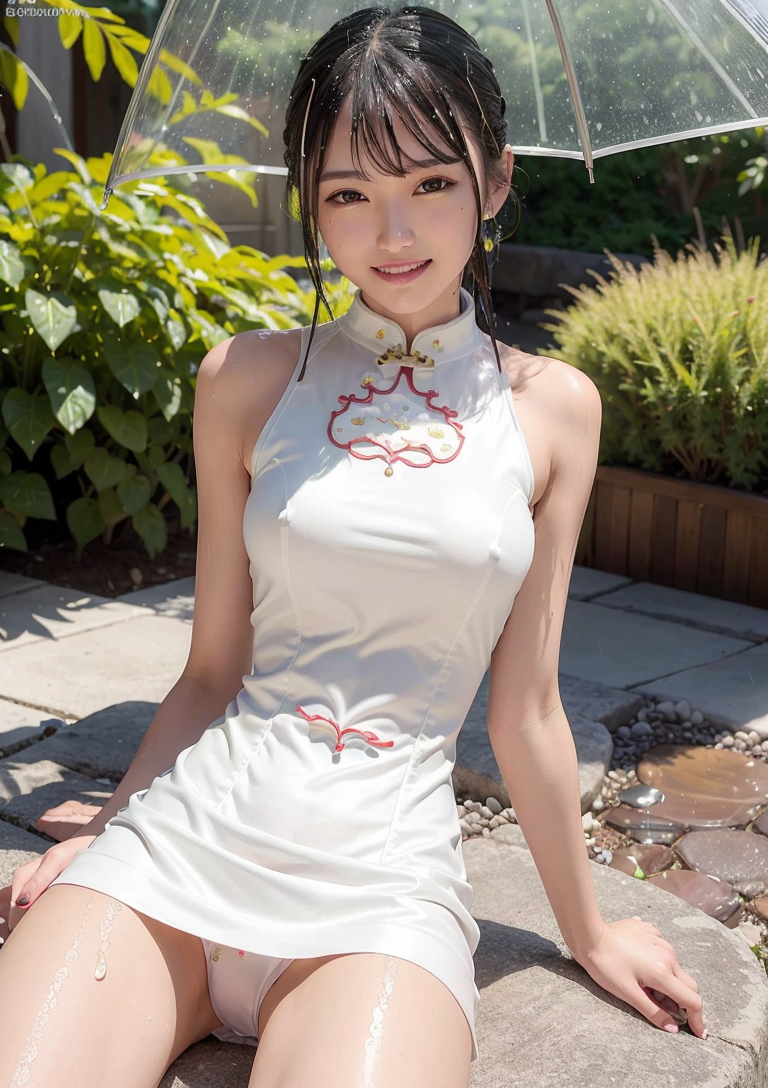 白いチャイナドレスの清楚な微笑み #美少女 #清楚 #チャイナドレス