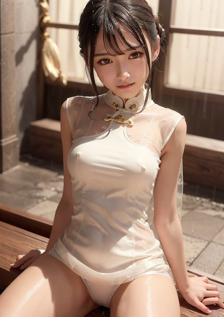 白いチャイナドレスの優雅なポートレート #美少女 #チャイナドレス #優雅