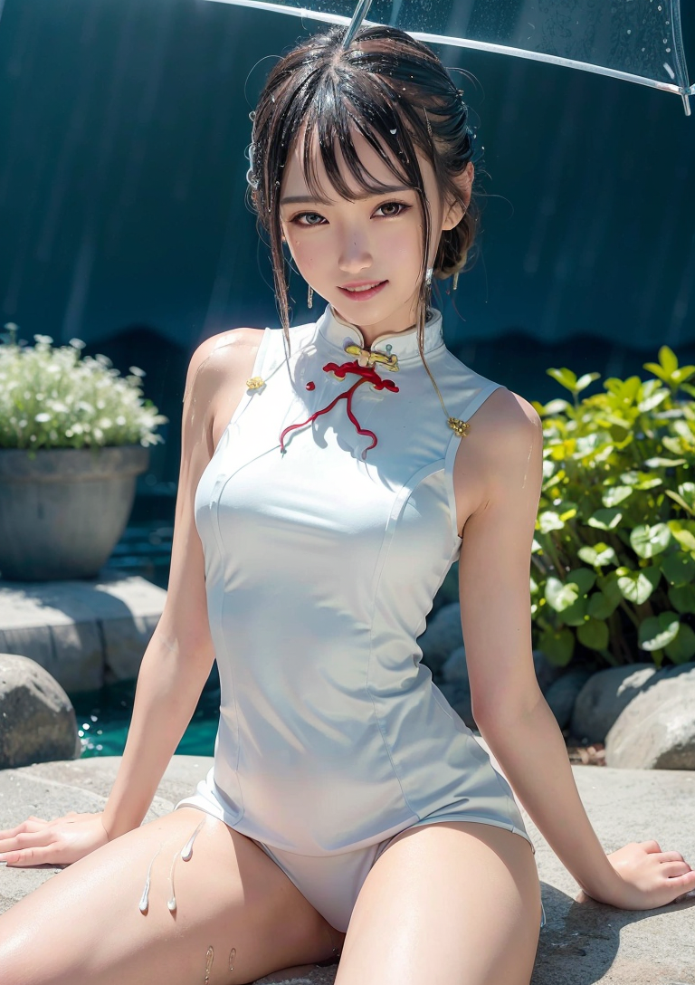 白いチャイナドレスの優雅なポートレート #美少女 #チャイナドレス #清楚