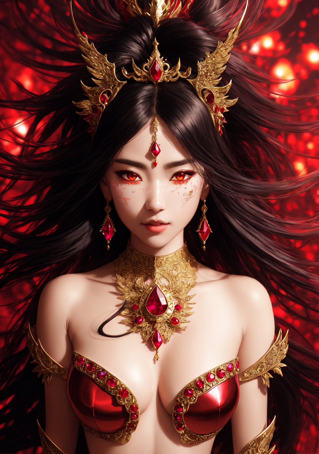 赤い瞳と金色の装飾、幻想的な貴族美少女 #美少女 #貴族 #長髪