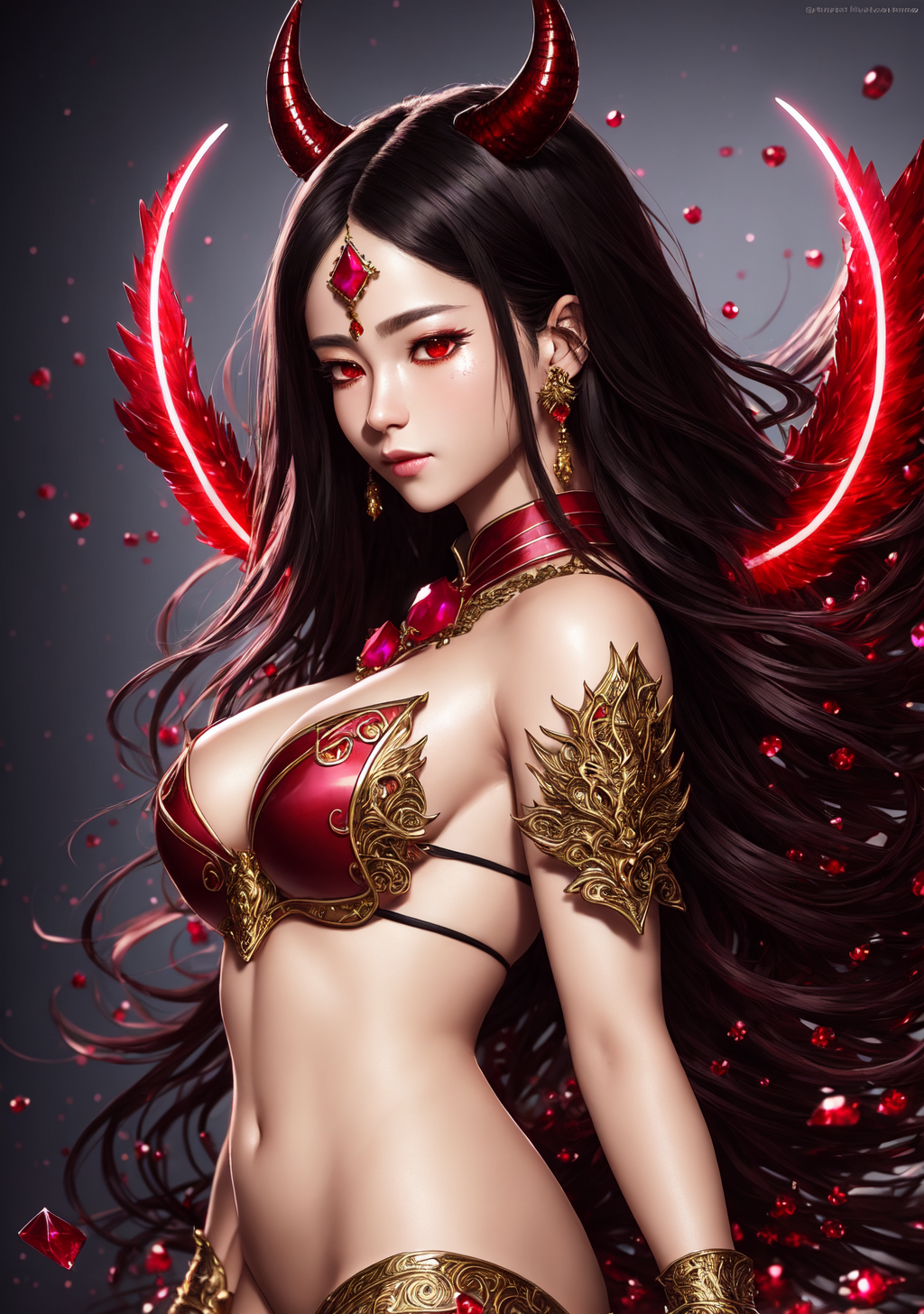 悪魔の姫君ポートレート 赤と金の妖艶な世界観 #美少女 #悪魔 #ファンタジー