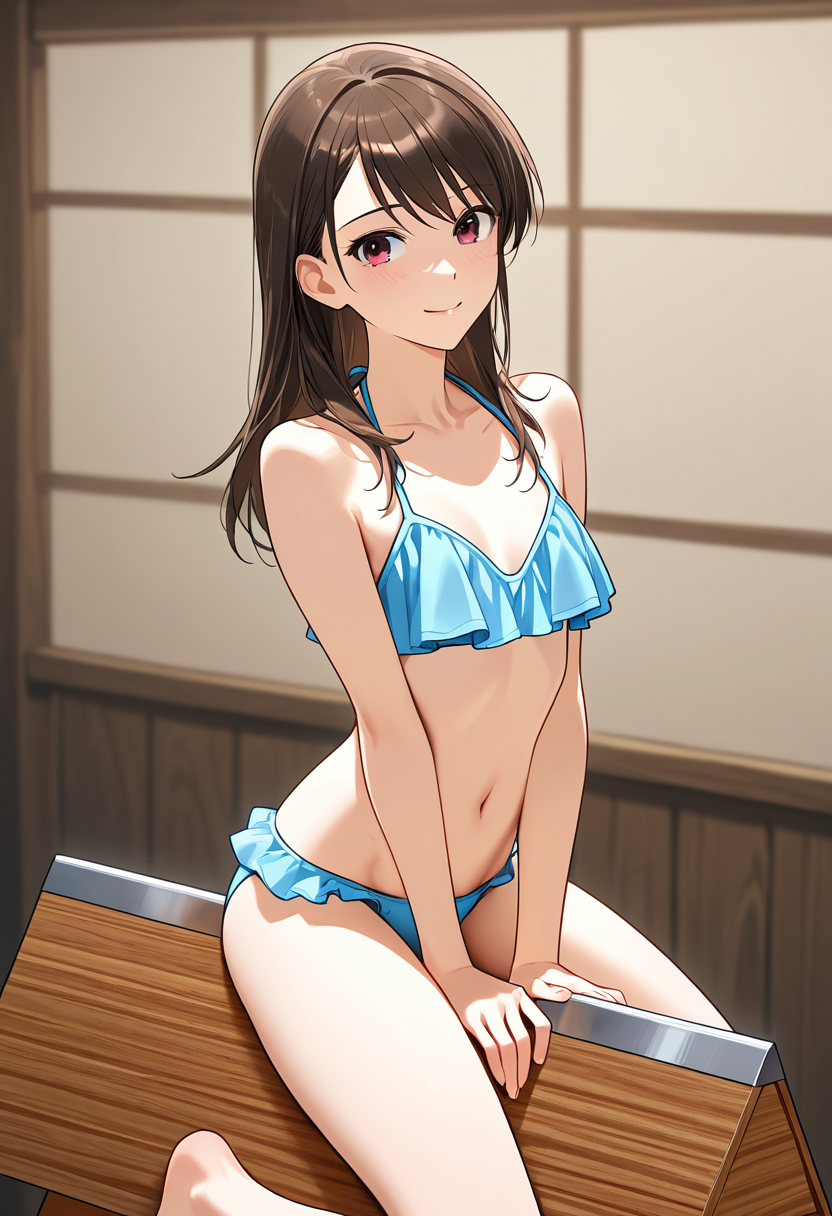 和室でほほえむ、青と白のアニメ調美少女 #美少女 #アニメ調 #笑顔