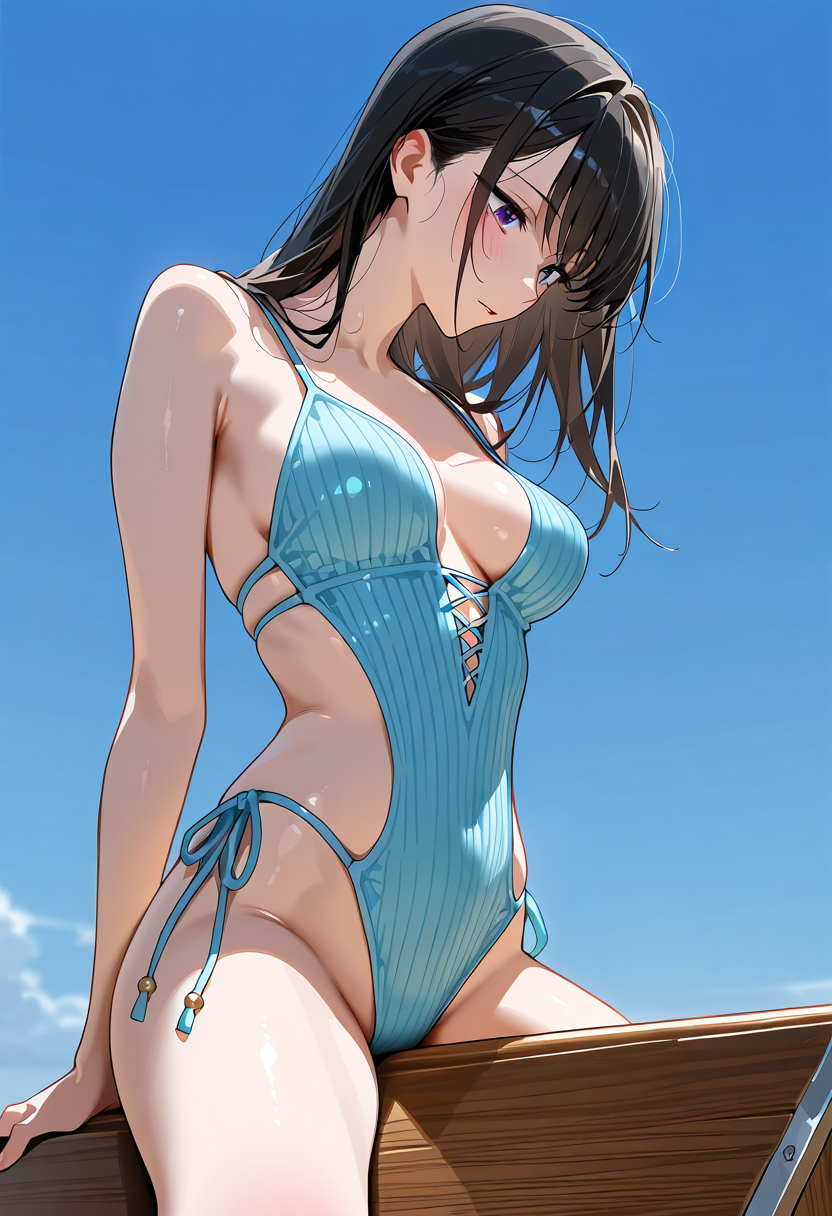 青空のポートレート、黒髪の美少女 #美少女 #屋外 #空