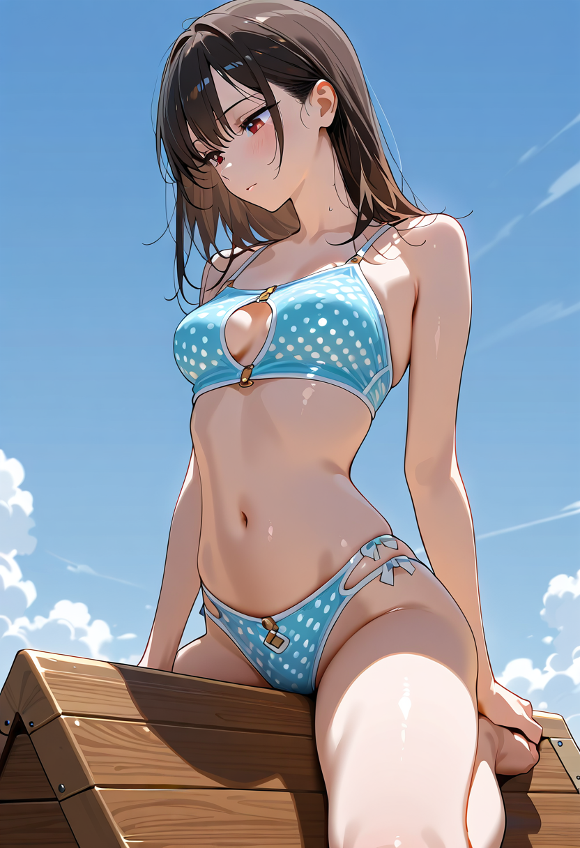 青空のポートレート、爽やかな夏の装い #美少女 #アニメ調 #屋外