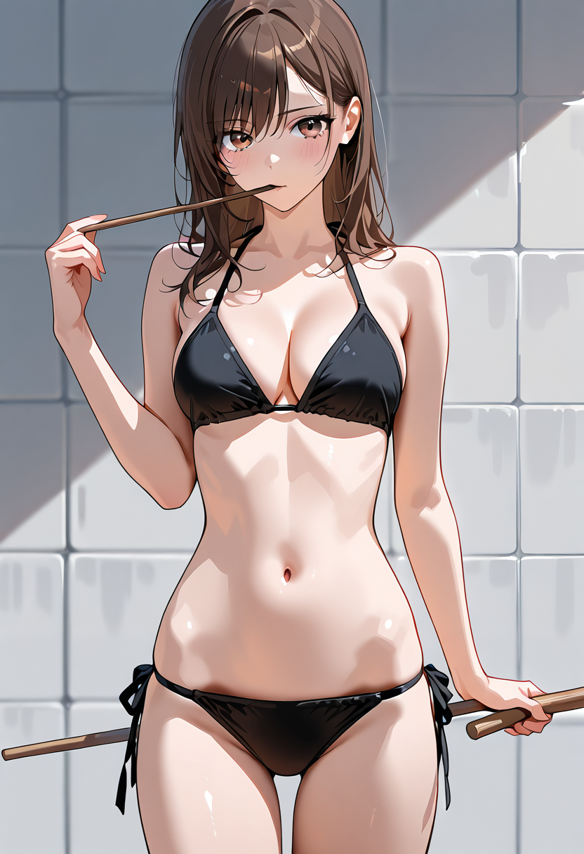 黒いビキニ姿のポートレート #美少女 #グラマー #肌見せ