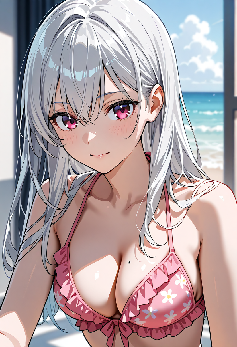銀髪美少女のビーチポートレート #美少女 #アニメ調 #かわいい