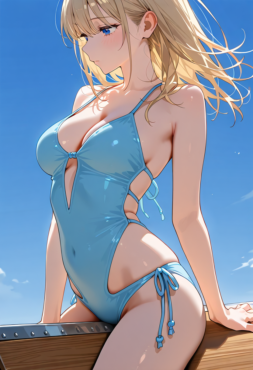 青空と金髪、爽やかな昼間のポートレート #アニメ調 #空 #屋外