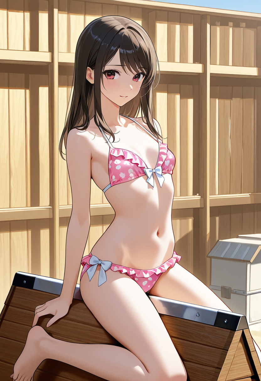 黒髪美少女の水着ポートレート #美少女 #水着 #写真風