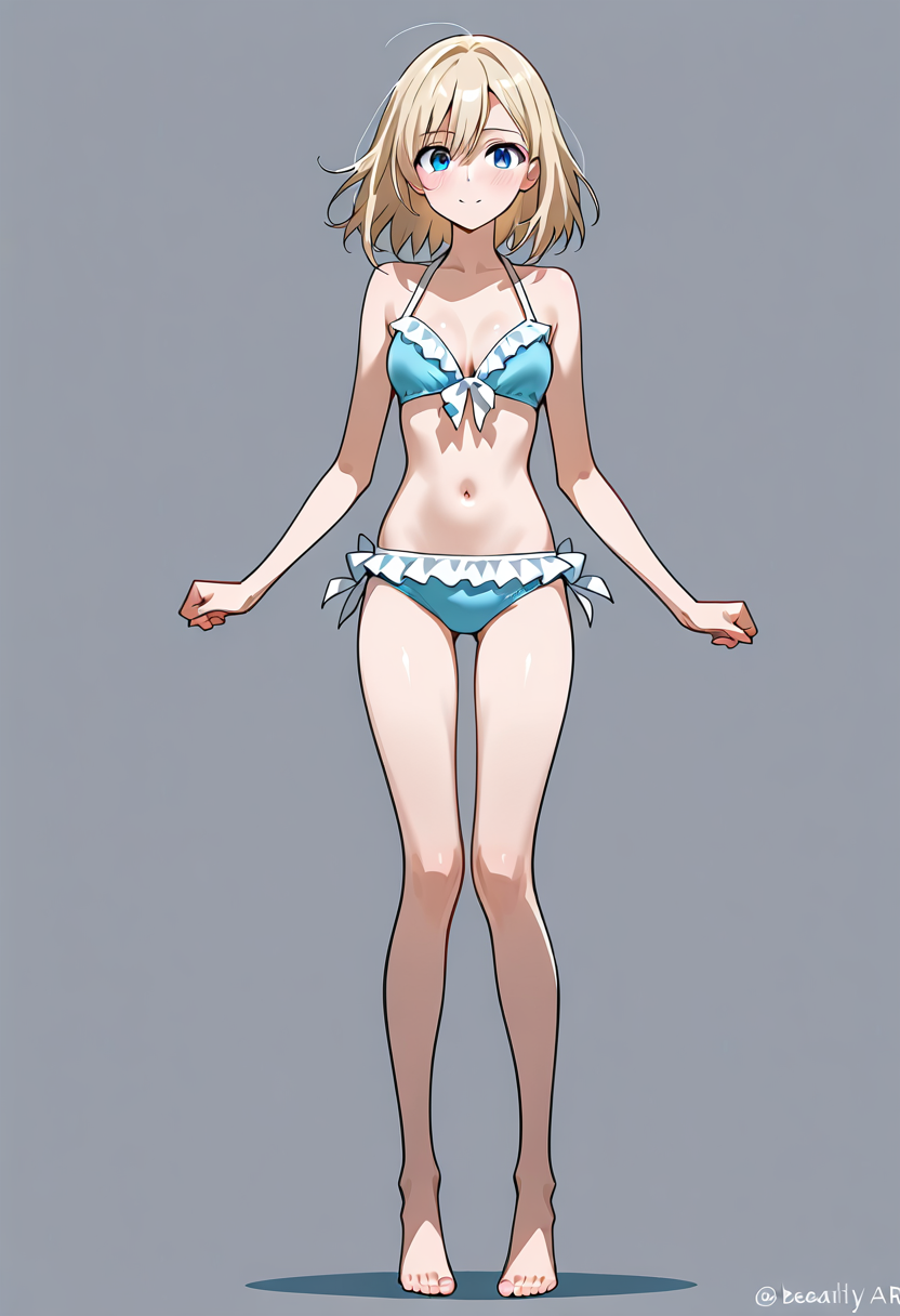 ターコイズ色ビキニの清楚な美少女イラスト #美少女 #水着 #清楚
