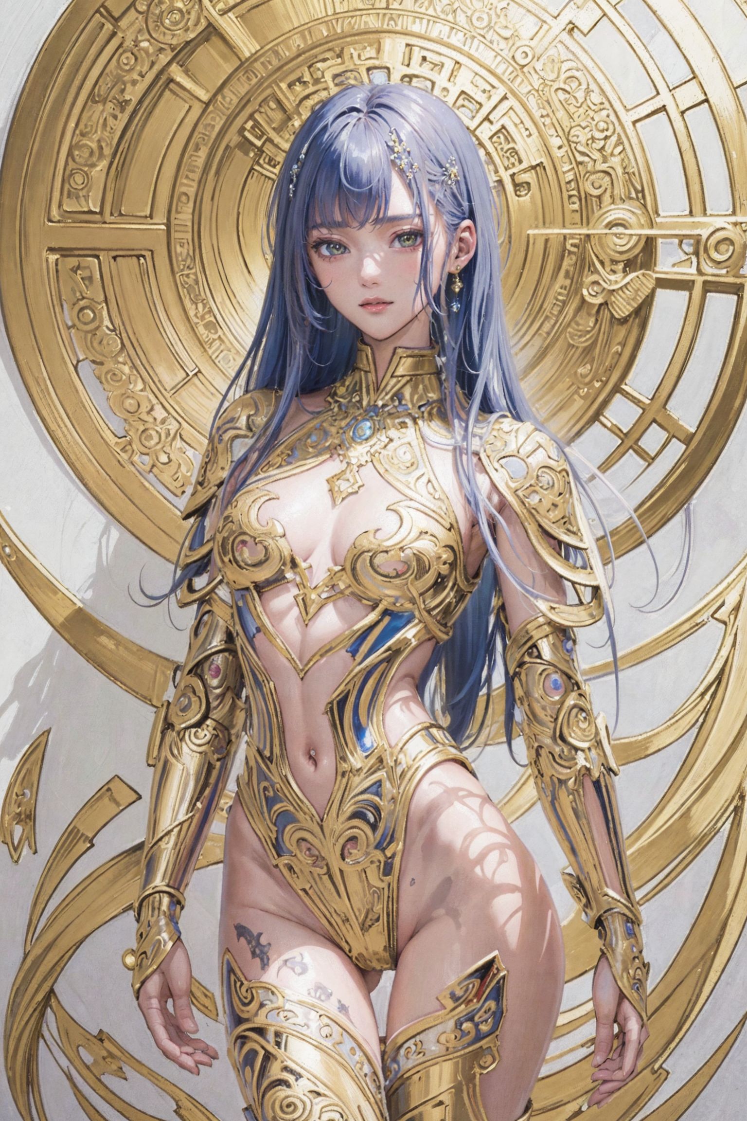 黄金の神聖な装甲姿の長髪美少女 #美少女 #神聖 #長髪