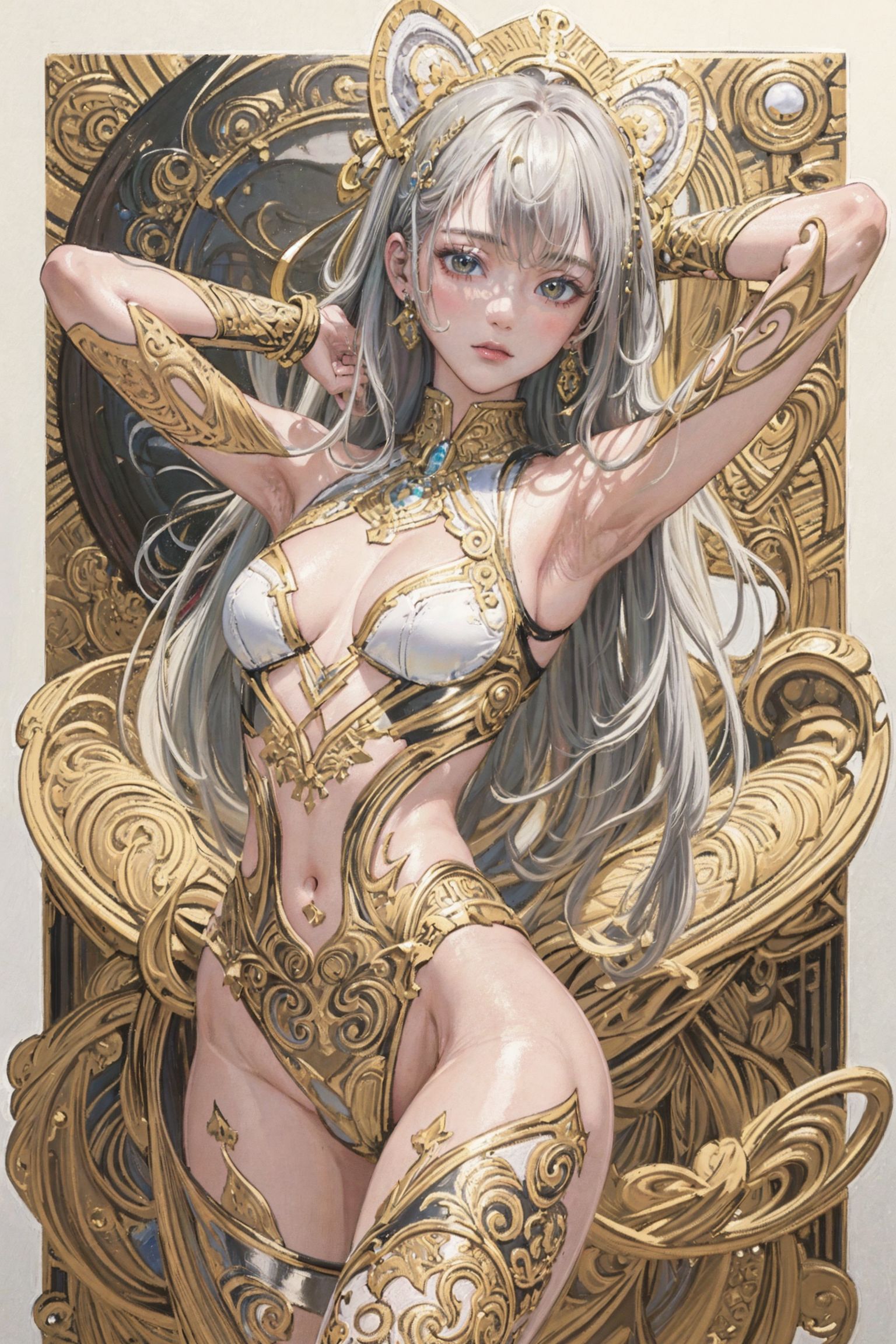 黄金の装甲に身を包む神秘的な美少女 #美少女 #ファンタジー #金色