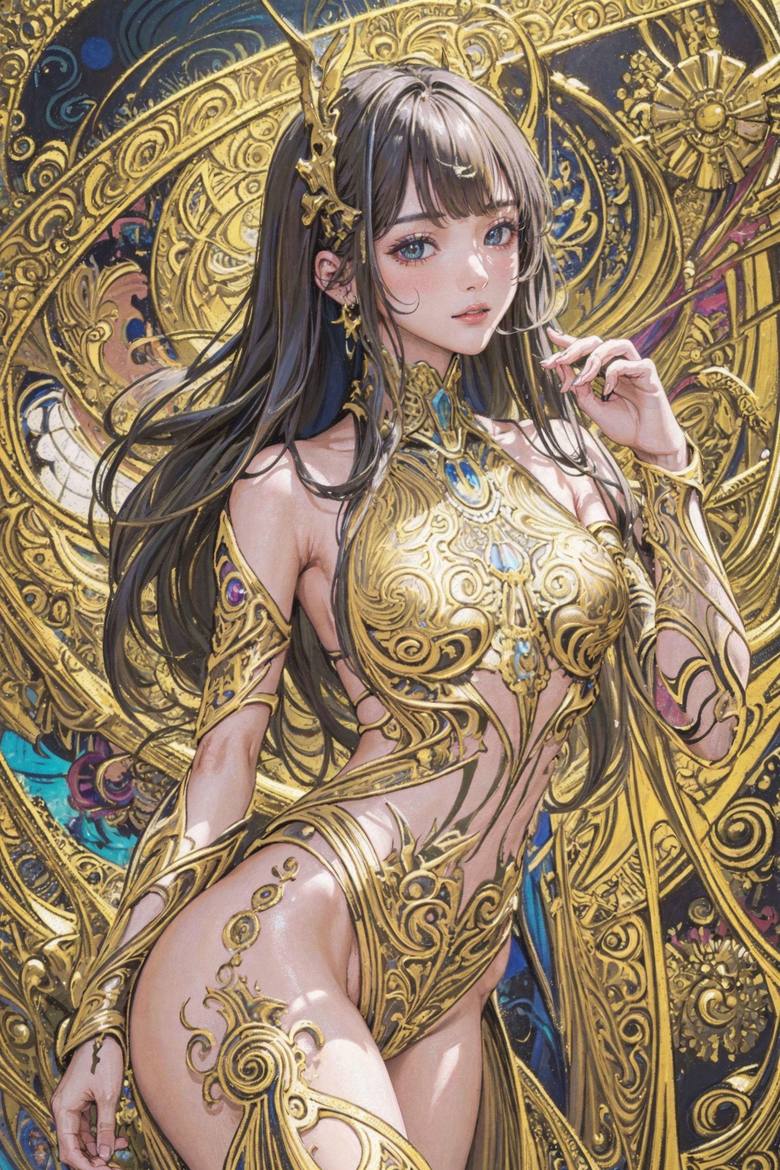 金色の幾何学紋様に映える清楚な美少女 #美少女 #清楚 #和風