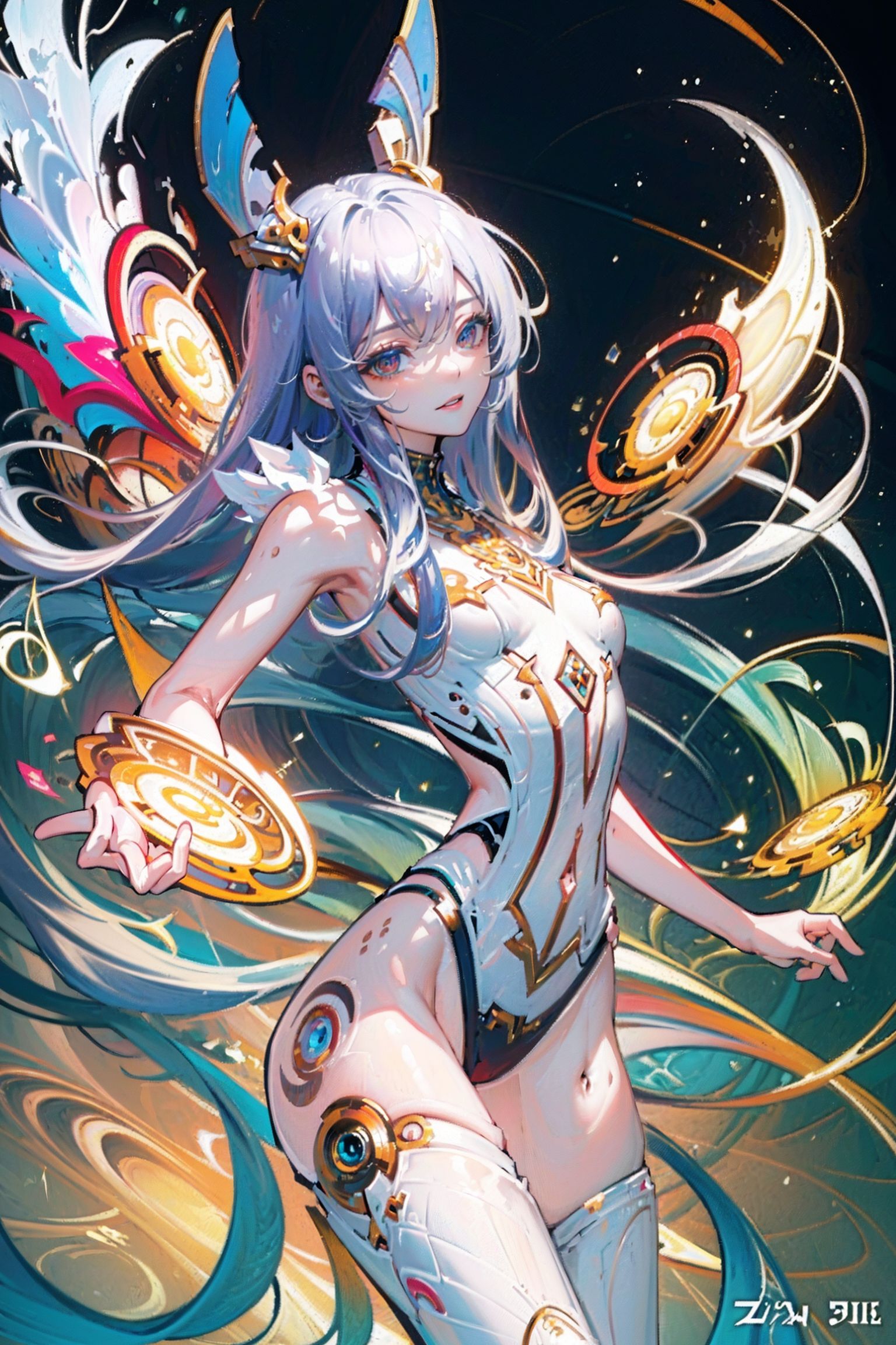 神秘的な魔法少女、金色の光に包まれた瞬間 #美少女 #神秘的 #長髪