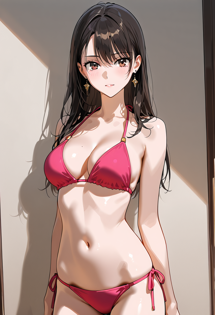 黒髪ロングの美少女ポートレート #美少女 #アニメ調 #肌色
