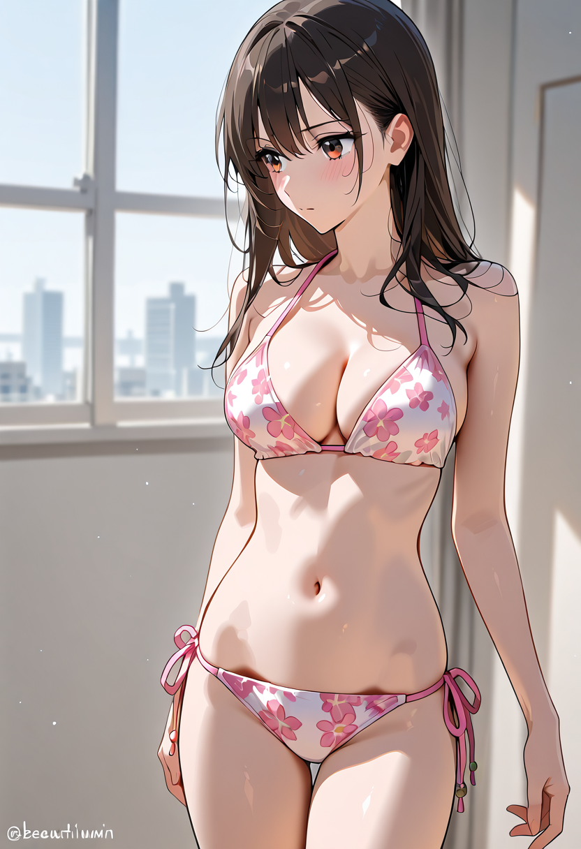 高層ビュー窓辺のアニメ調ポートレート #美少女 #アニメ調 #ファッション