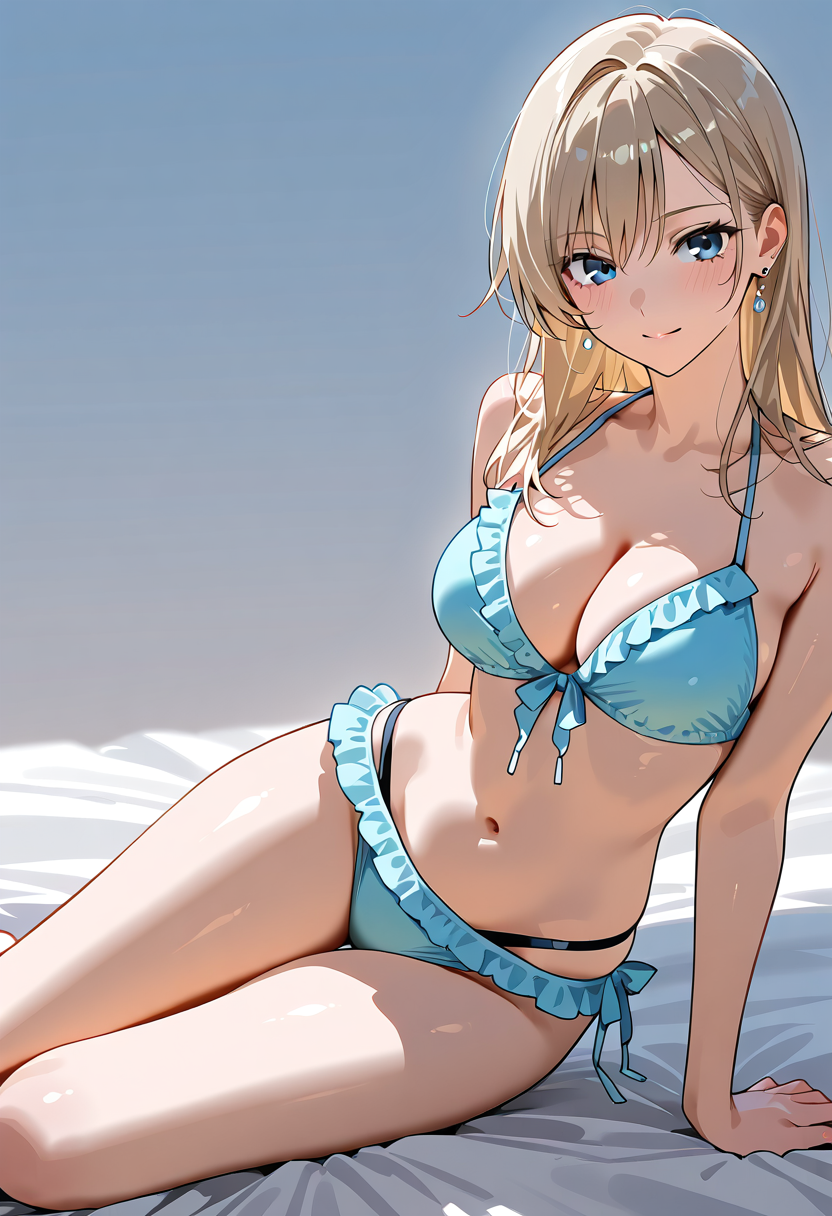 青いビキニの美少女ポートレート #美少女 #アニメ調 #可愛い