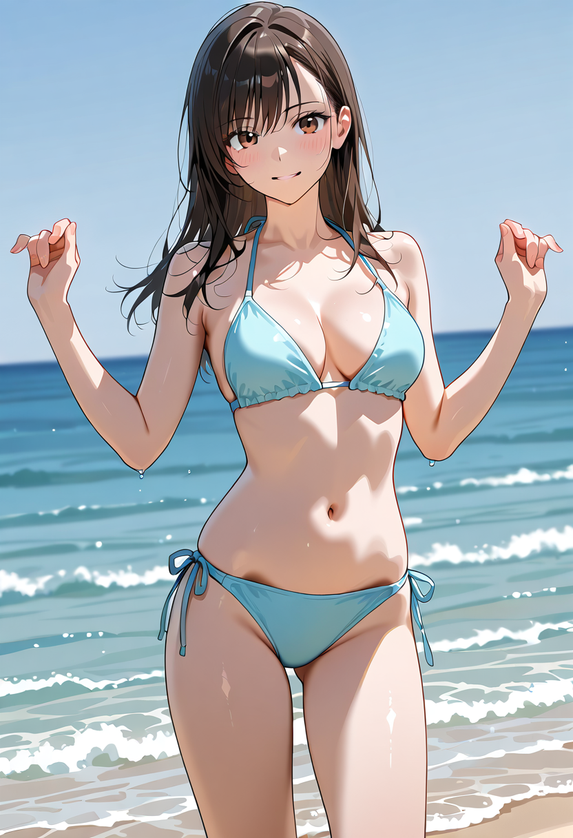 海辺のアニメ調ポートレート #水着 #ビキニ #美少女