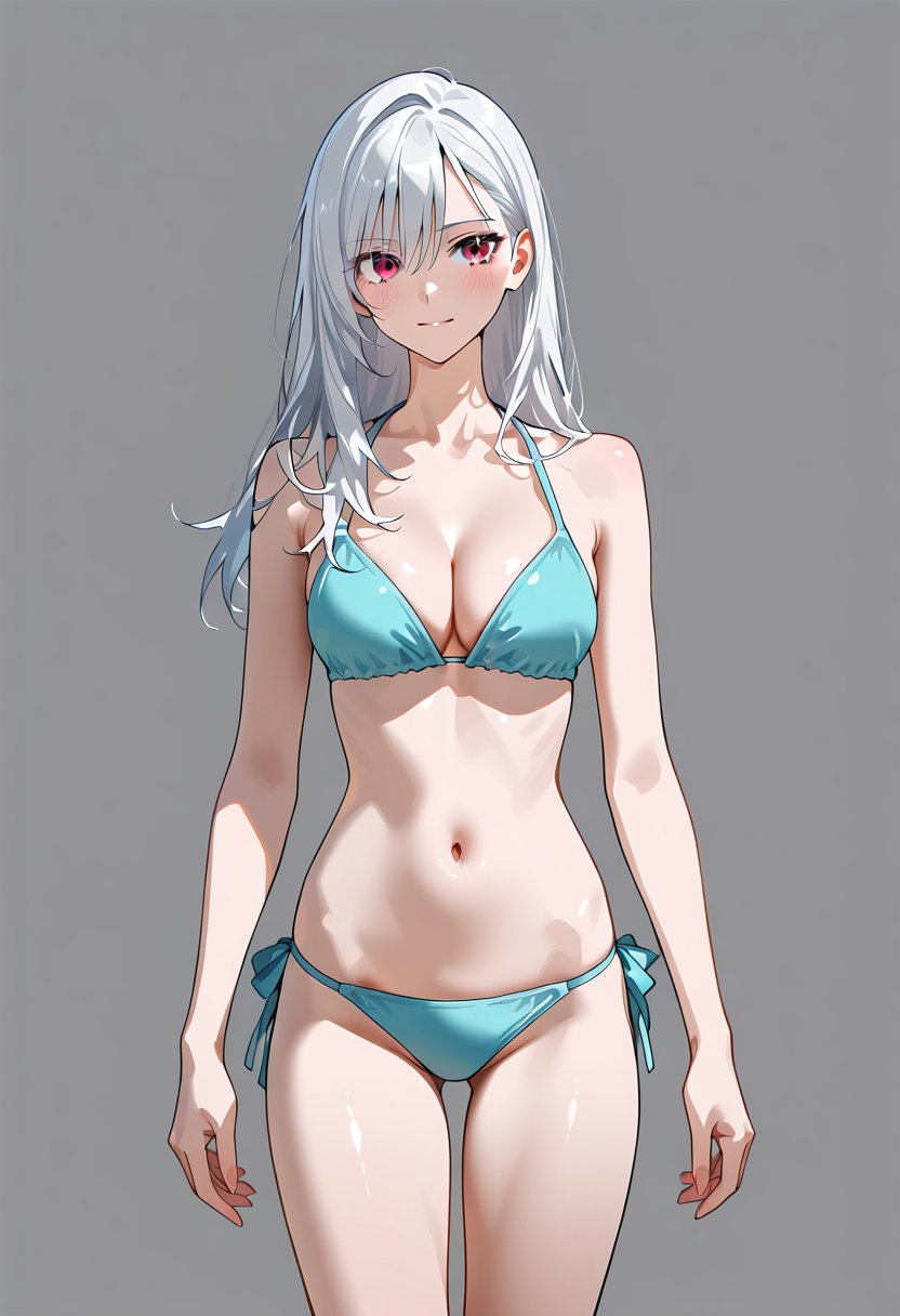 銀髪の少女がビキニ水着で佇む夏のポートレート #水着 #ビキニ #美少女