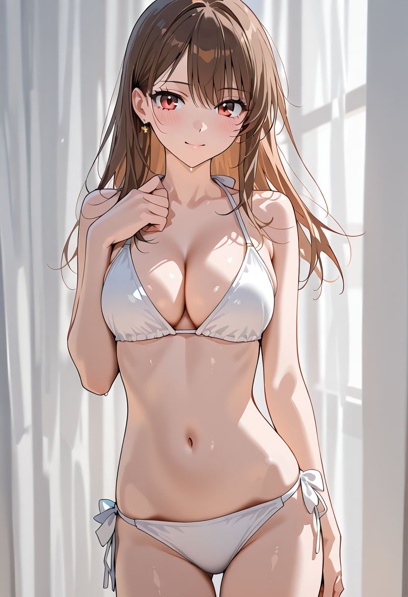白いビキニの笑顔ポートレート #美少女 #アニメ調 #かわいい