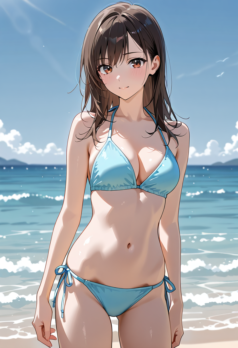 青い空と海に映える夏のポートレート #水着 #屋外 #美少女