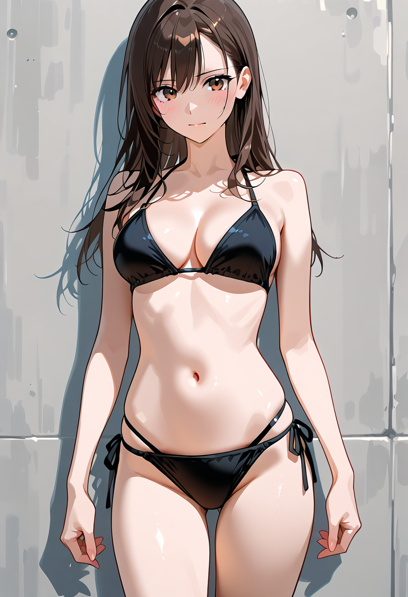 黒い水着姿のアニメ調ポートレート #美少女 #アニメ調 #セクシー