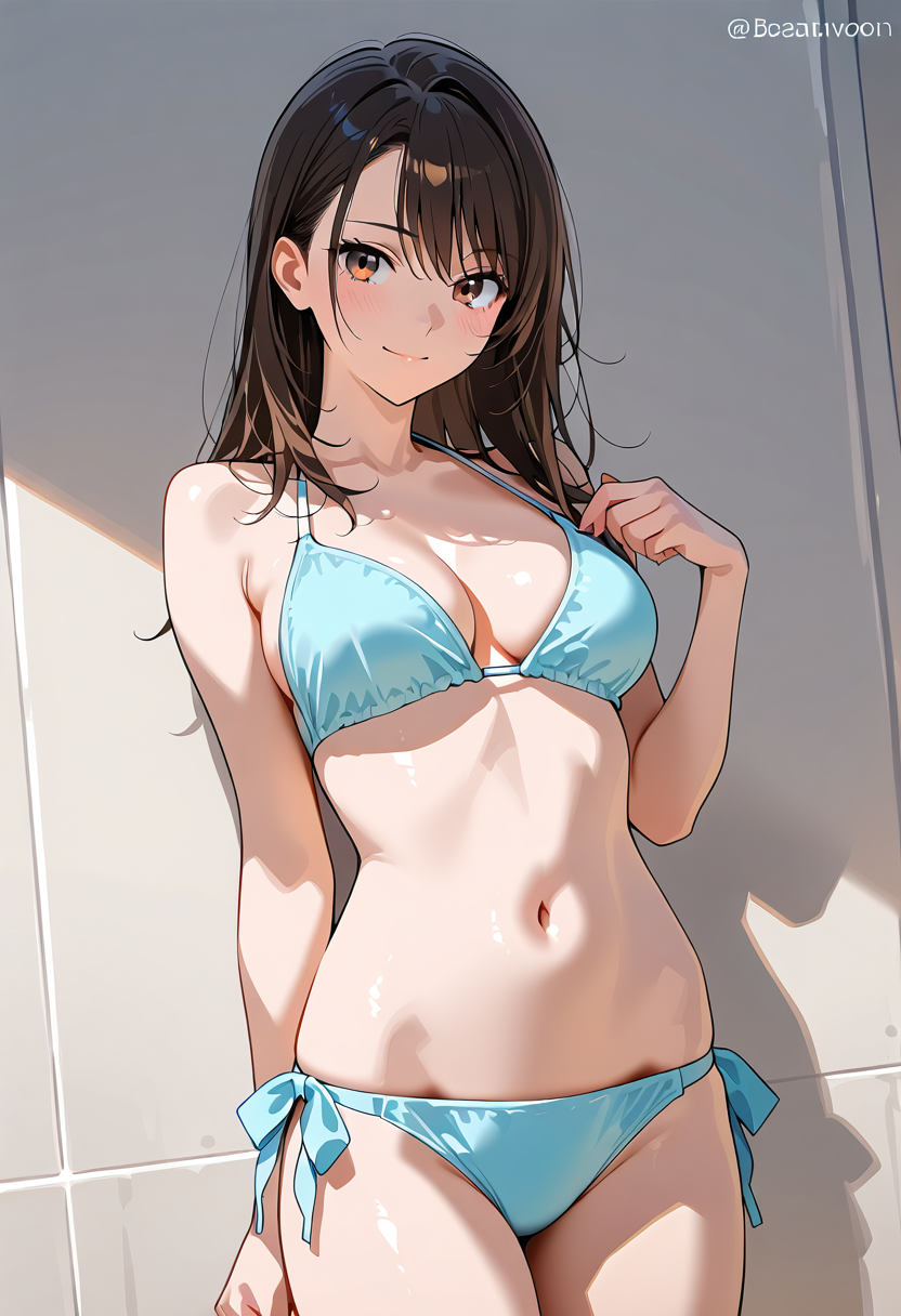 青いビキニの美少女ポートレート #美少女 #アニメ調 #グラビア