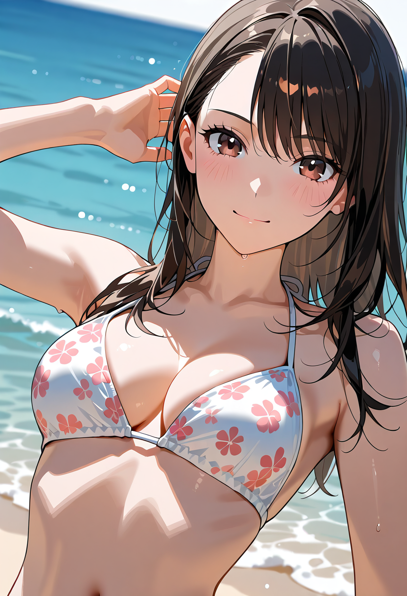 ビーチでの微笑みポートレート #美少女 #アニメ調 #かわいい