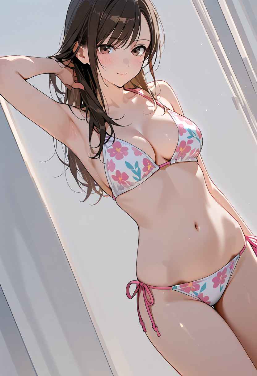 花柄水着のポートレート #美少女 #水着 #長髪