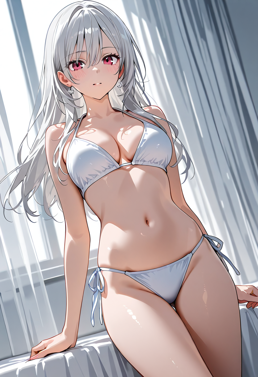 白髪の美少女ポートレート、陽光の中で #美少女 #アニメ調 #キャラクター