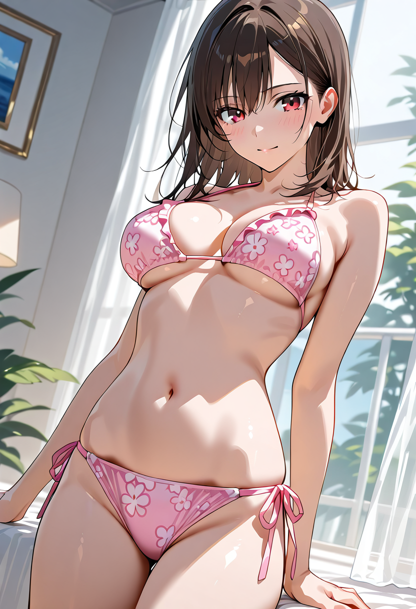 ピンクの花柄ランジェリーポートレート #美少女 #グラビア #肌