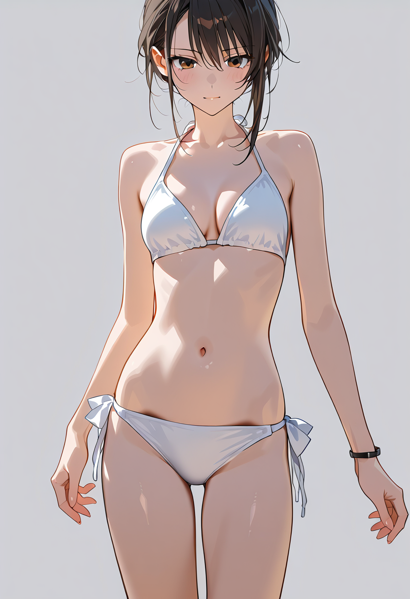 白い水着のアニメ調ポートレート #美少女 #水着 #アニメ調