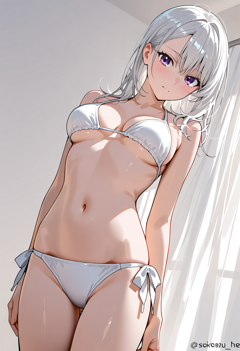 白髪の美少女、柔らかな表情のポートレート #美少女 #アニメ調 #かわいい