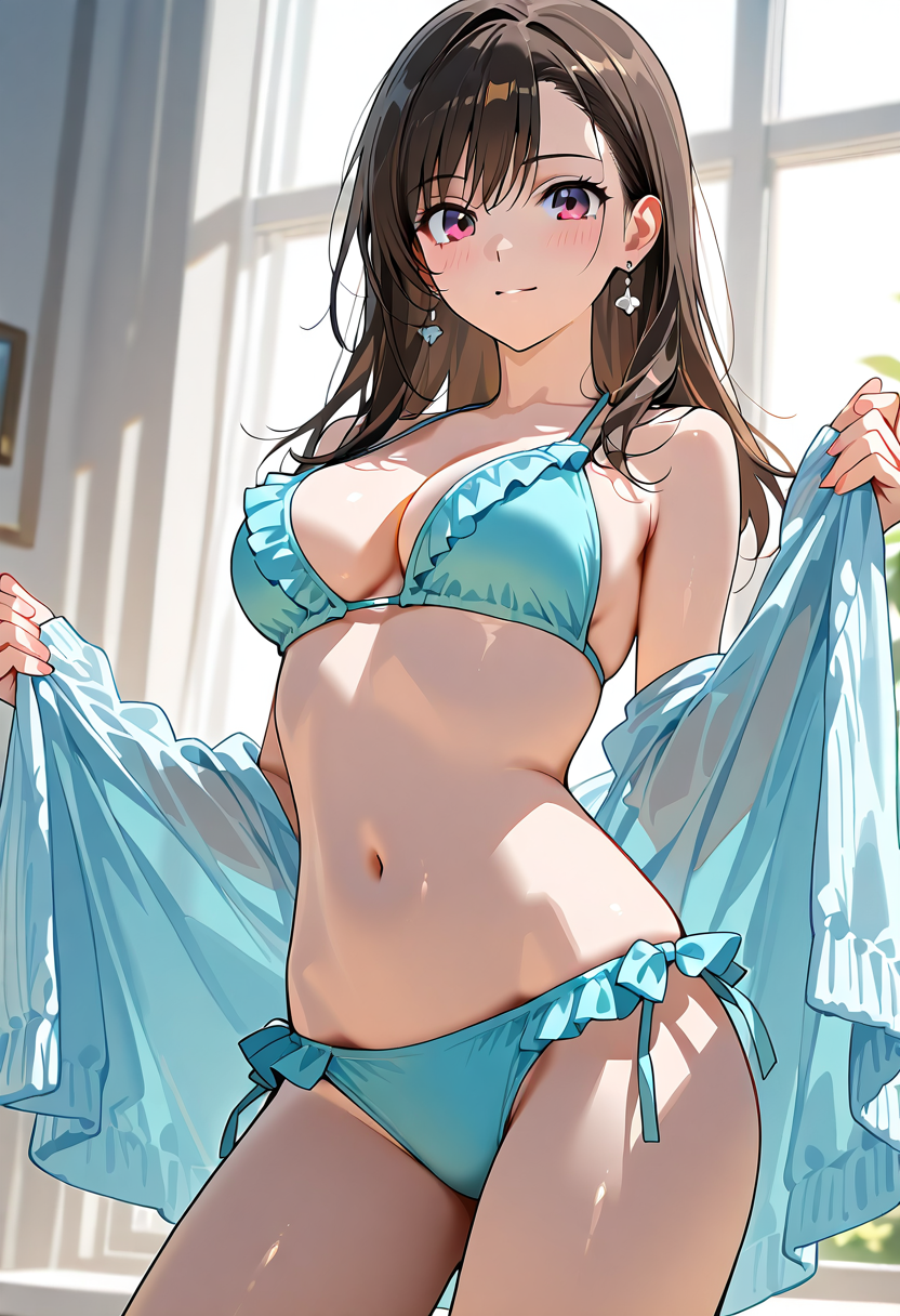 光差す部屋で微笑む、紫眼の美少女ポートレート #美少女 #アニメ調 #かわいい