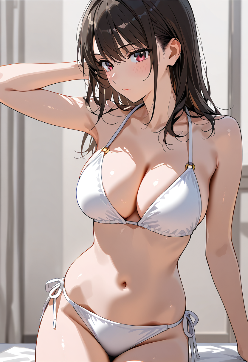 白いビキニ姿のアニメ調ポートレート #美少女 #かわいい #セクシー