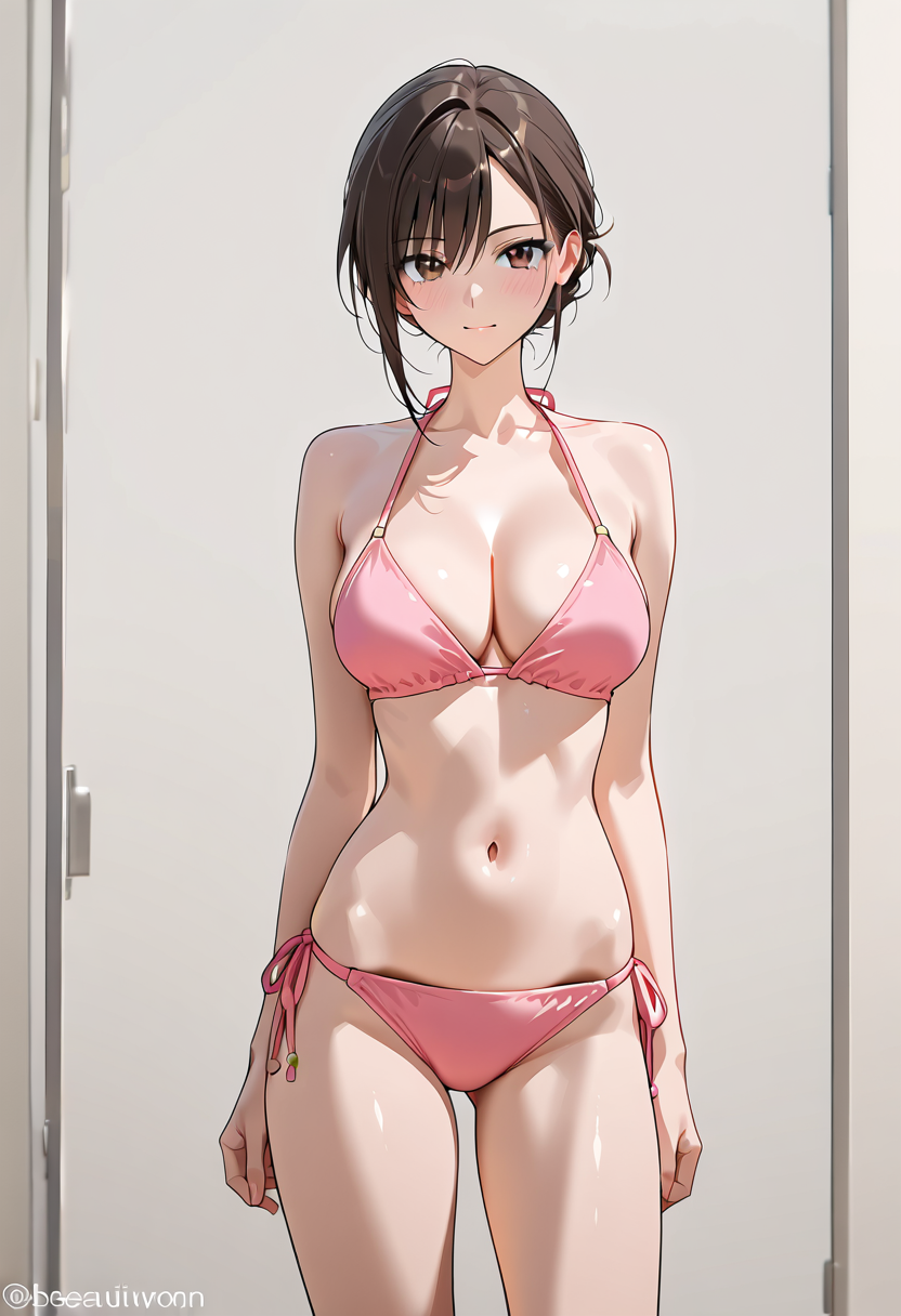 ピンク色の肌着を着たアニメ調ポートレート #美少女 #アニメ調 #セクシー