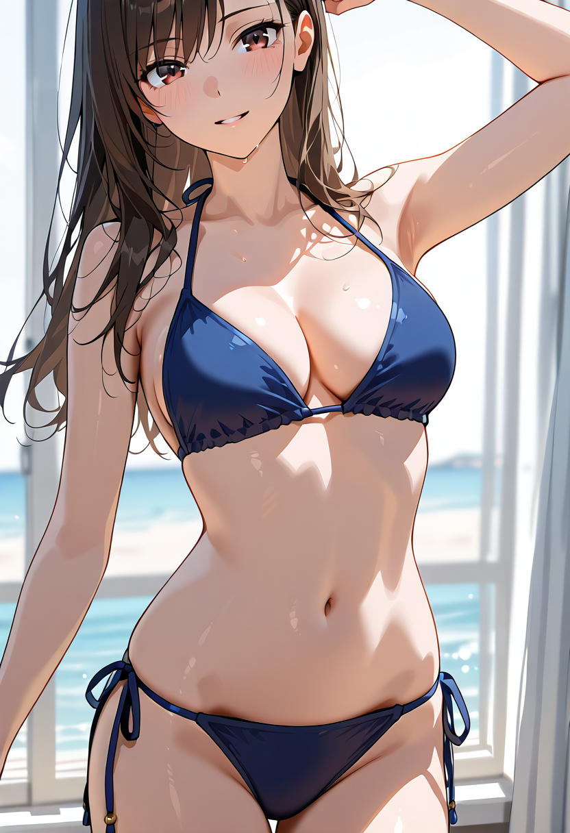 紺色ビキニの美少女ポートレート #美少女 #水着 #ビキニ
