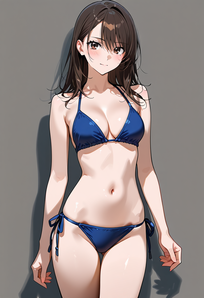 紺色ビキニの優雅なポートレート #水着 #美少女 #ビキニ