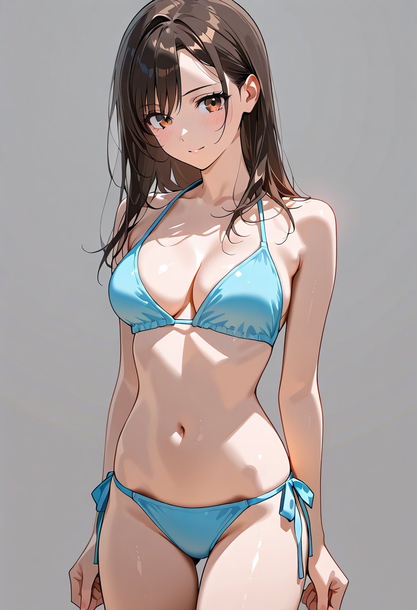 青いビキニの女性ポートレート #美少女 #水着 #ビキニ