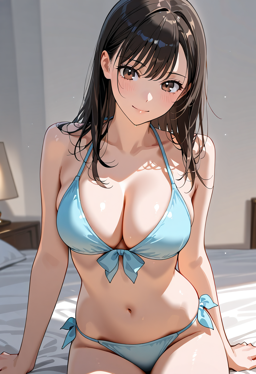 青いリボン飾りの微笑む少女イラスト #美少女 #アニメ調 #かわいい