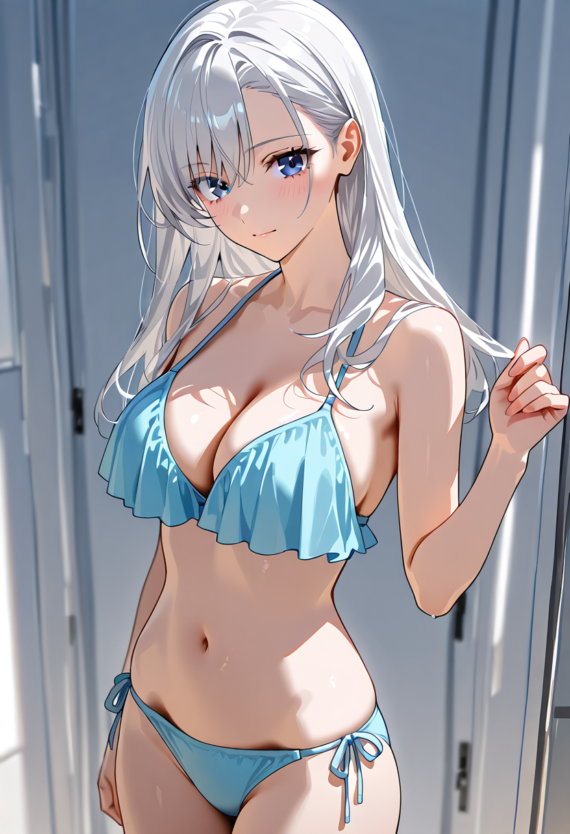 青いビキニの白髪美少女ポートレート #美少女 #アニメ調 #かわいい