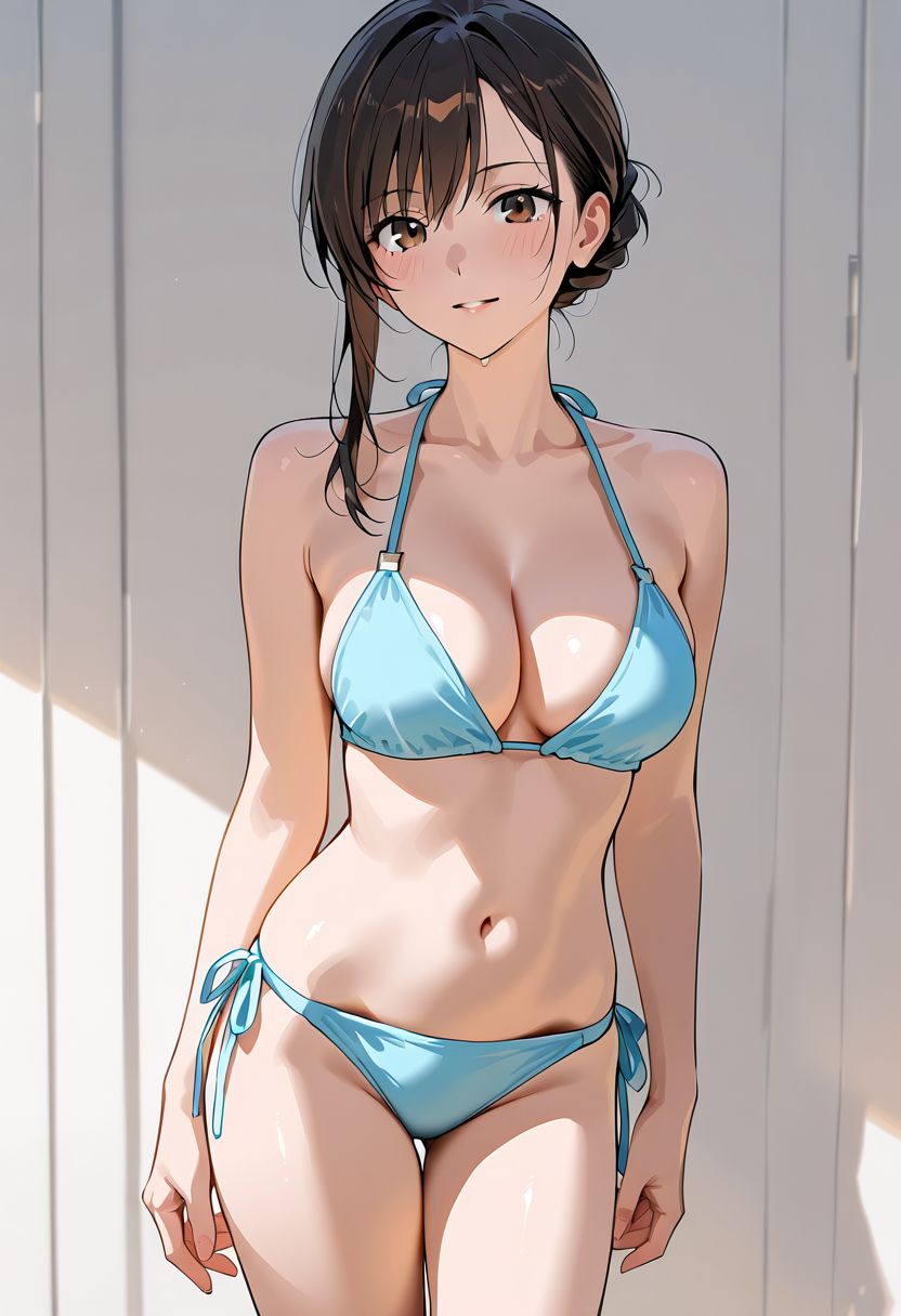 青いビキニの美少女ポートレート #美少女 #アニメ調 #かわいい