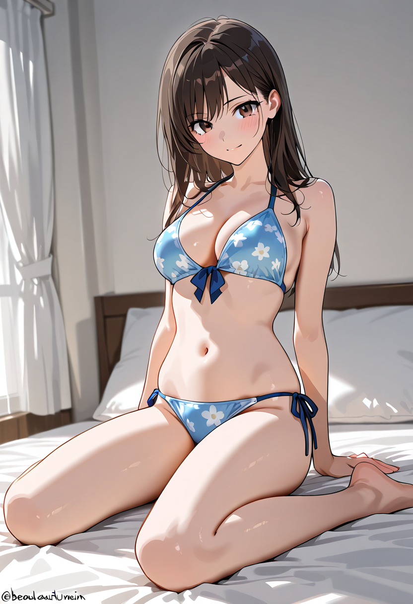 青い花柄ビキニのポートレート #美少女 #水着 #撮影