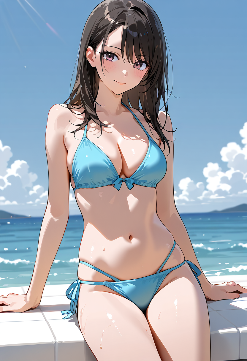 青い空と海辺のポートレート #水着 #屋外 #美少女