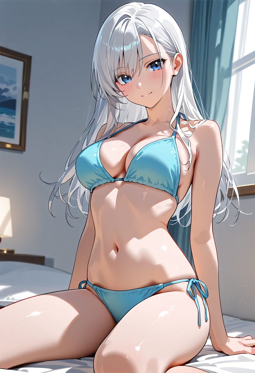 白髪美少女の室内ポートレート #美少女 #アニメ調 #かわいい