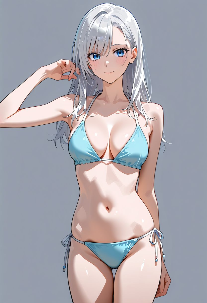 白髪美少女の夏の水着ポートレート #美少女 #水着 #アニメ調