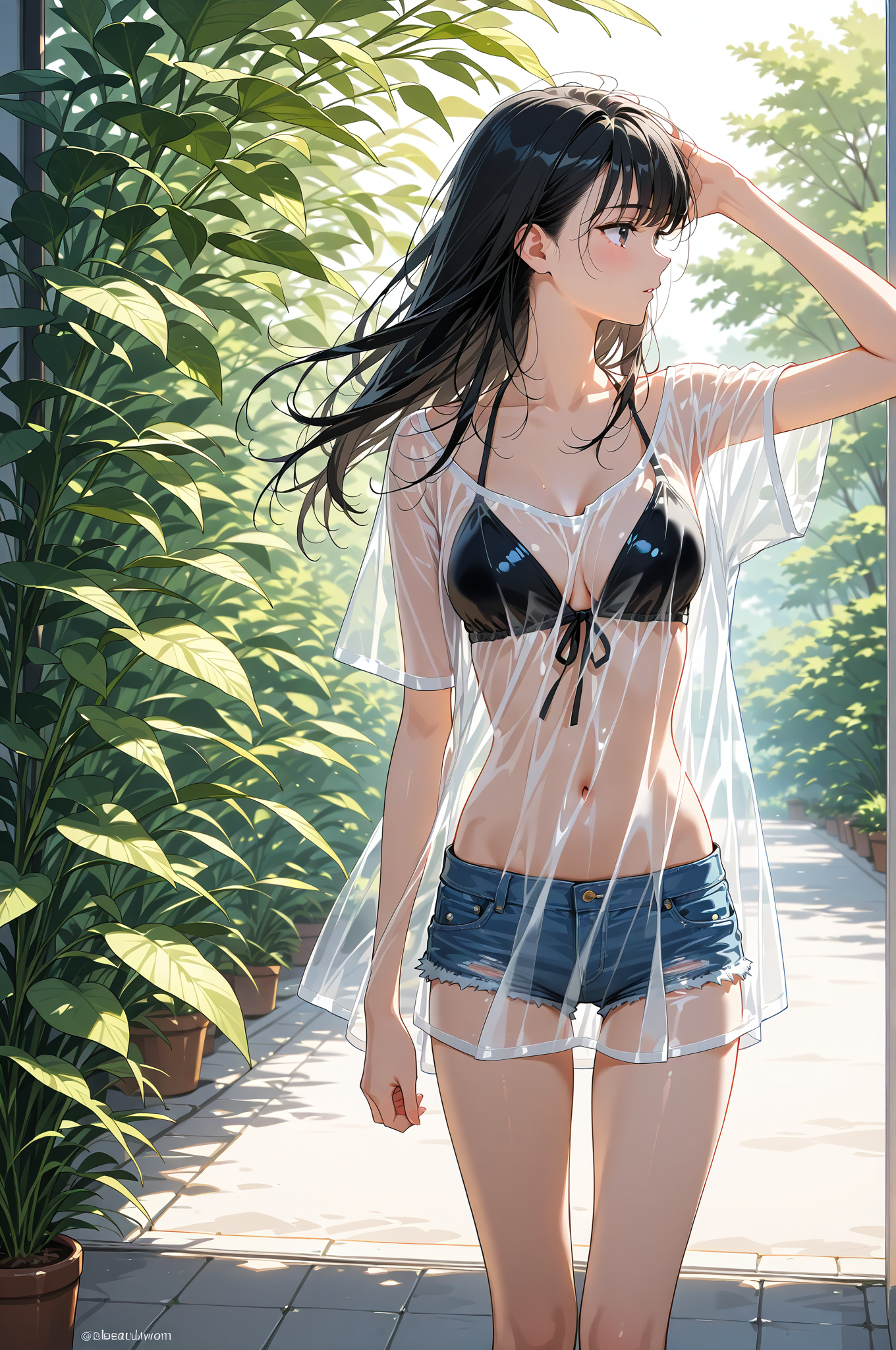 緑に囲まれた日差しの中のポートレート #美少女 #屋外 #ロングヘア