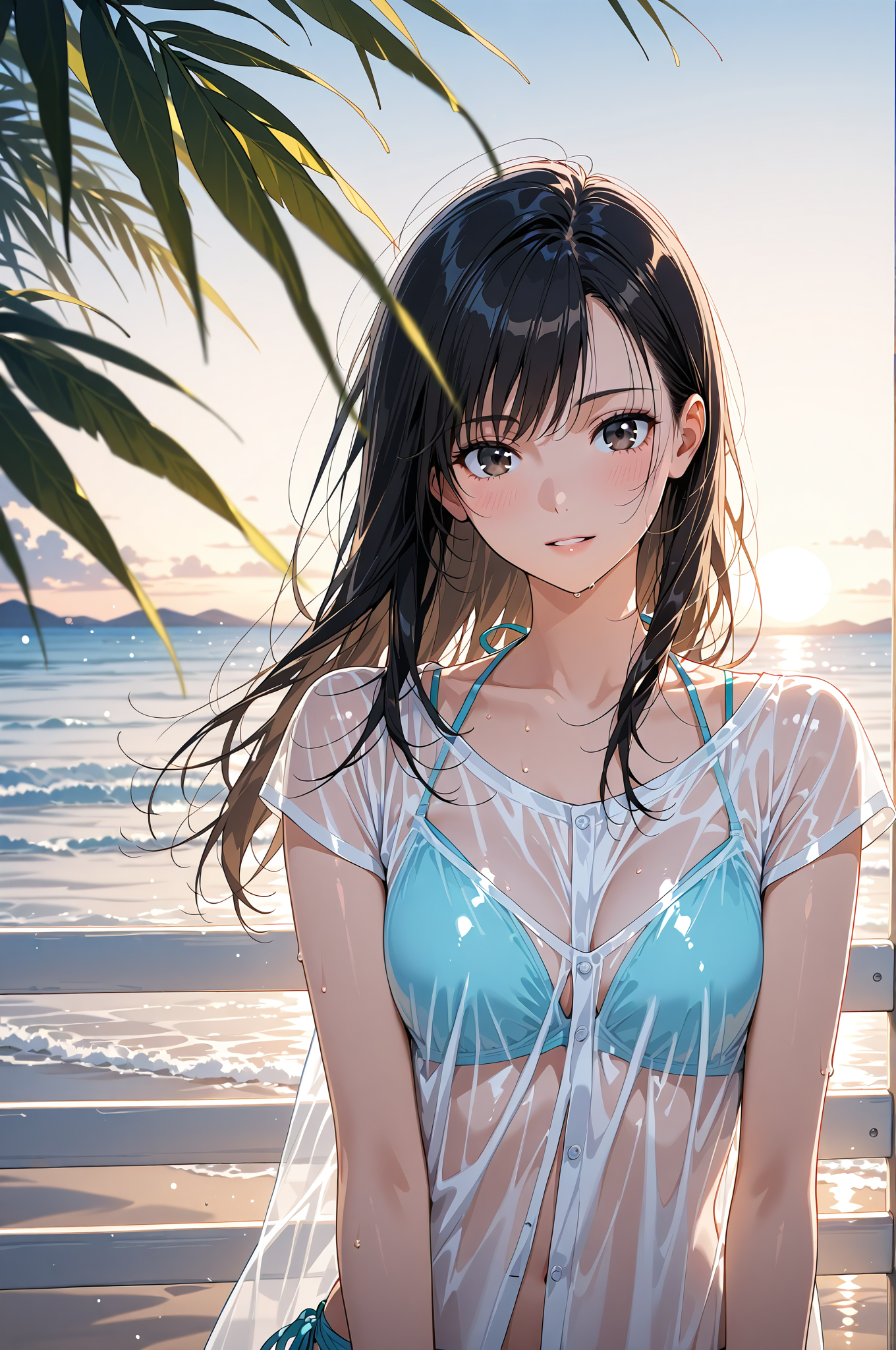 海辺の午後、澄んだ瞳の少女 #美少女 #アニメ #屋外