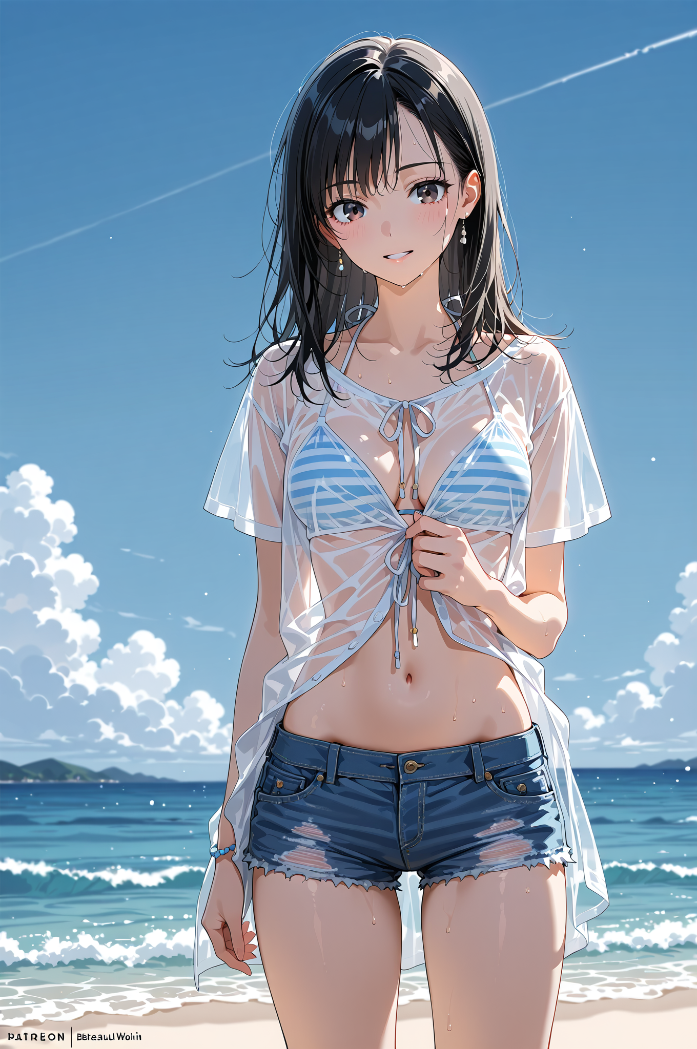 青空ビーチの爽やかポートレート #美少女 #夏 #ビーチ