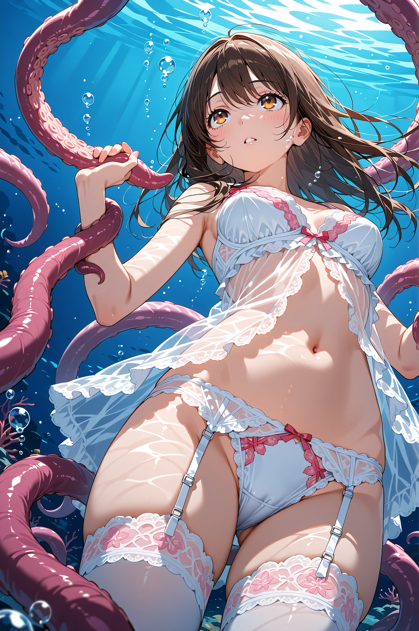 深海の神秘と金色の瞳 #美少女 #アニメ調 #笑顔