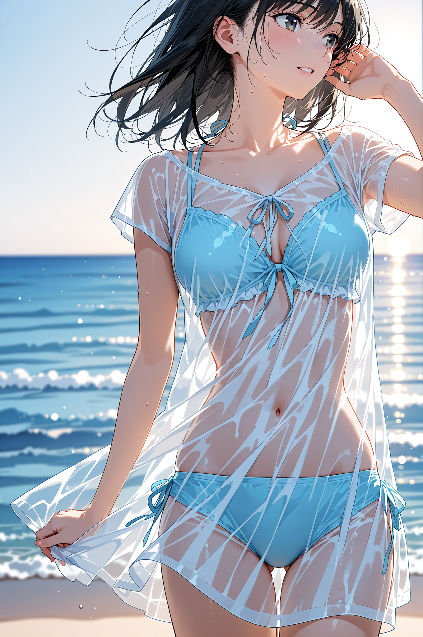 海辺のポートレート、青いドレスの少女 #美少女 #モデル #撮影